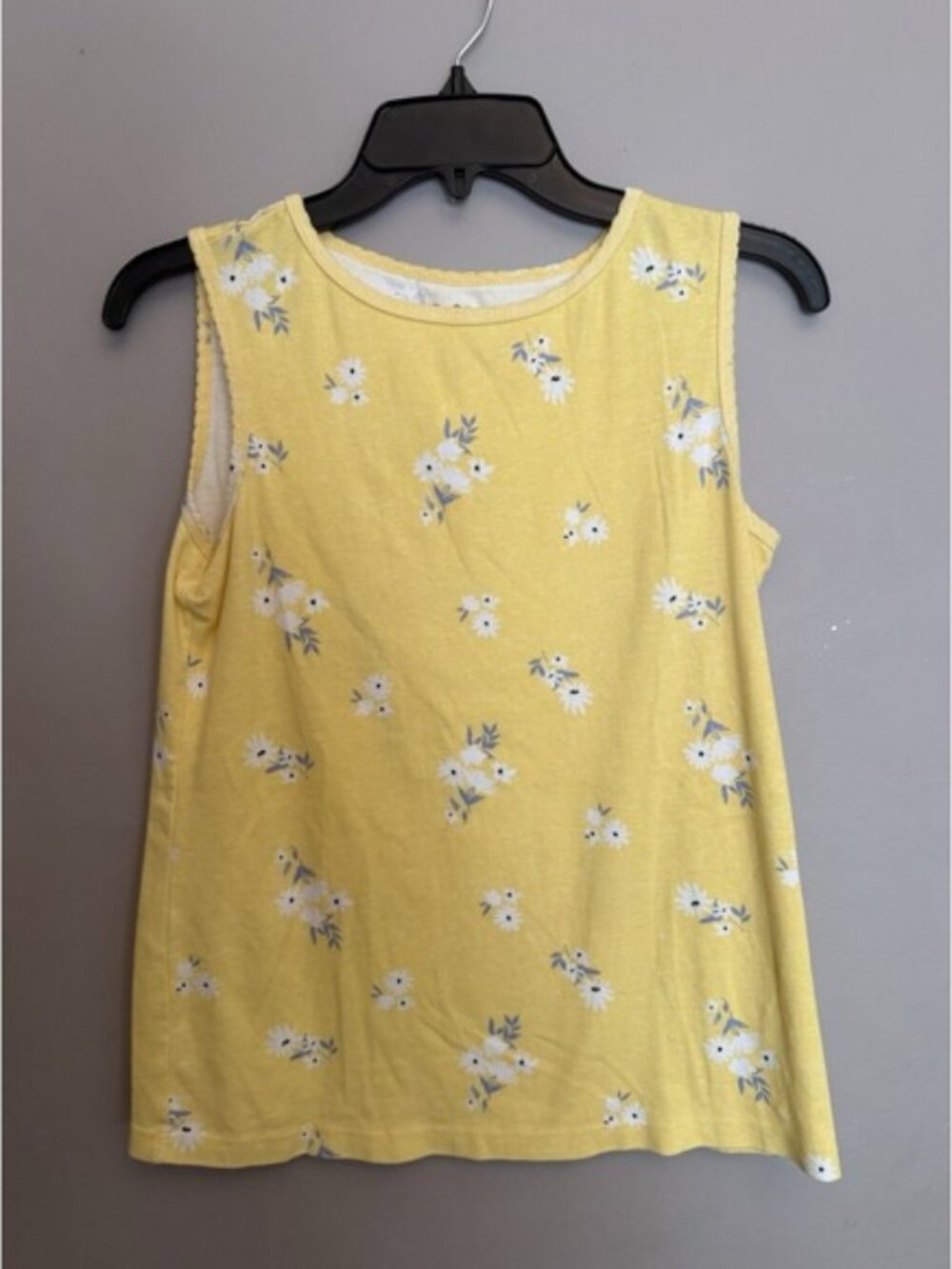 Croft & Barrow The Classic‎ Tank Yellow Summer Flowers Floral Sleeveless Top SM